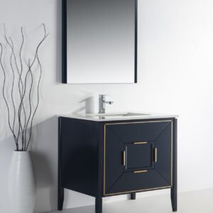 Vetro 36″ Navy Blue Vanity W/ Quartz Counter Top