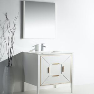 Vetro 36″ Gloss White Vanity W/ Quartz Counter Top