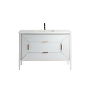 Vetro 48″ Gloss White Vanity W/ Quartz Counter Top