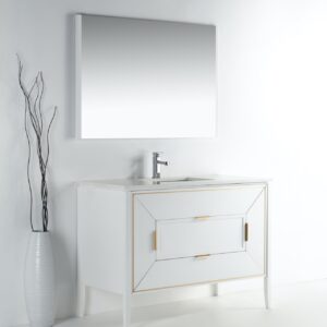 Vetro 48″ Gloss White Vanity W/ Quartz Counter Top