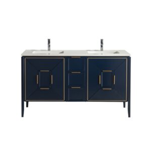 Vetro 60″ Navy Blue Vanity W/ Quartz Counter Top