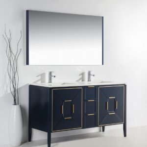 Vetro 60″ Navy Blue Vanity W/ Quartz Counter Top