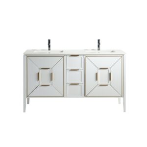 Vetro 60″ Gloss White Vanity W/ Quartz Counter Top