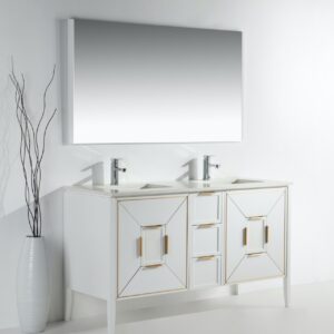 Vetro 60″ Gloss White Vanity W/ Quartz Counter Top