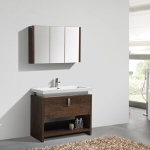 Levi 40″ Rose Wood Modern Bathroom Vanity w/ Cubby Hole