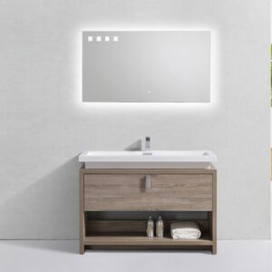 Levi 48″ Havana Oak Modern Bathroom Vanity w/ Cubby Hole