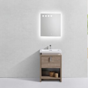 Levi 24″ Havana Oak Modern Bathroom Vanity w/ Cubby Hole