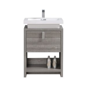 Levi 24″ Ash Gray Modern Bathroom Vanity w/ Cubby Hole