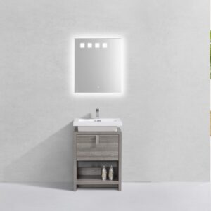 Levi 24″ Ash Gray Modern Bathroom Vanity w/ Cubby Hole
