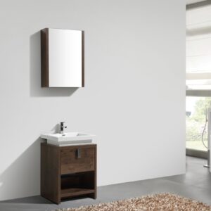 Levi 24″ Rose Wood Modern Bathroom Vanity w/ Cubby Hole