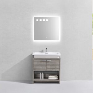 Levi 32″ Ash Gray Modern Bathroom Vanity w/ Cubby Hole