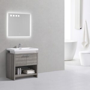 Levi 30″ Ash Grey Modern Bathroom Vanity w/ Cubby Hole