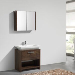 Levi 32″ Rose Wood Modern Bathroom Vanity w/ Cubby Hole
