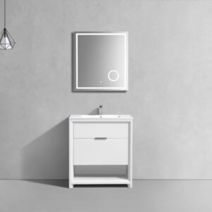 KubeBath 32″ Nudo Modern Bathroom Vanity in High Gloss White Finish