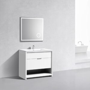 KubeBath 36″ Nudo Modern Bathroom Vanity in High Gloss White Finish