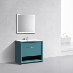 KubeBath 36″ Nudo Modern Bathroom Vanity in Teal Green Finish
