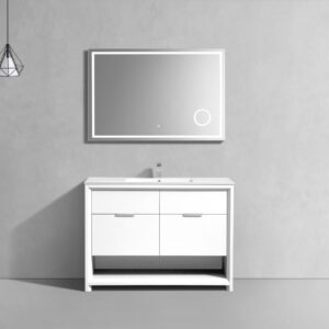 KubeBath 48″ Single Sink Nudo Modern Bathroom Vanity in High Gloss White Finish