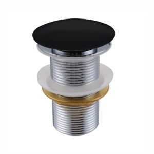 KubeBath Solid Brass Construction Pop-Up Drain W/ Black Finish – No Overflow
