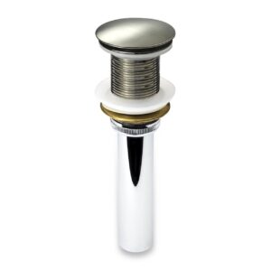 KubeBath Solid Brass Construction Pop-Up Drain W/ Brush Nickel Finish – No Overflow