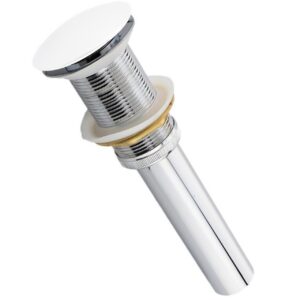 KubeBath Solid Brass Construction Pop-Up Drain W/ White Finish – No Overflow