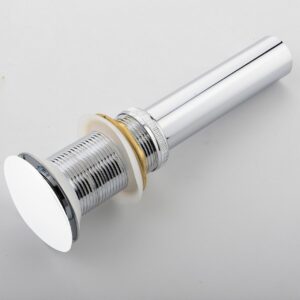 KubeBath Solid Brass Construction Pop-Up Drain W/ White Finish – No Overflow