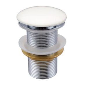 KubeBath Solid Brass Construction Pop-Up Drain W/ White Ceramic Finish – No Overflow