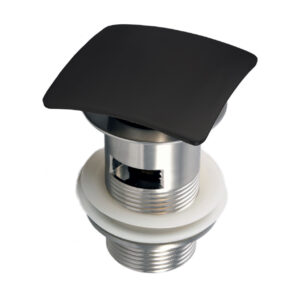 KubeBath Solid Brass Construction Square Pop-Up Drain W/ Black Matte Finish – With Overflow