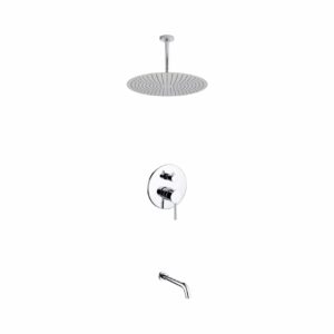 Aqua Rondo Shower Set w/ Ceiling Mount 20″ Rain Shower and Tub Filler