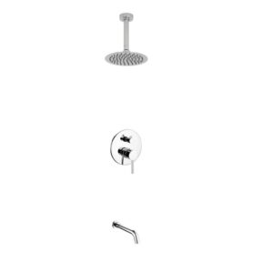 Aqua Rondo Shower Set w/ Ceiling Mount 8″ Rain Shower and Tub Filler