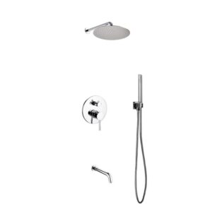 Aqua Rondo Shower Set w/ 12″ Rain Shower, Handheld and Tub Filler