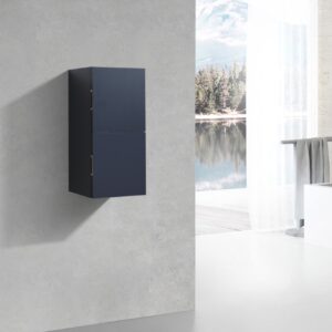 Bathroom Navy Blue Wood Linen Side Cabinet w/ 2 Storage Areas