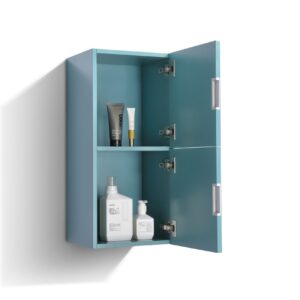 Teal Green Bathroom Linen Side Cabinet w/ 2 Storage Areas