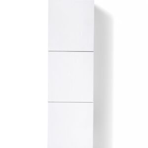 White Gloss White Linen Side Bathroom Cabinet w/ 3 Large Storage Areas