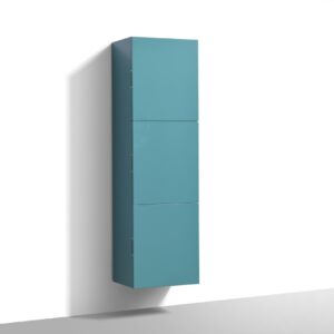Teal Green Linen Side Bathroom Cabinet w/ 3 Large Storage Areas