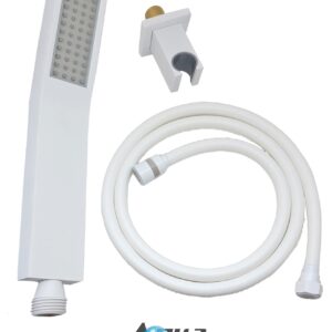 Aqua Piazza by KubeBath Handheld Kit W/ Handheld, 5′ Long Hose and Wall Adapter – White