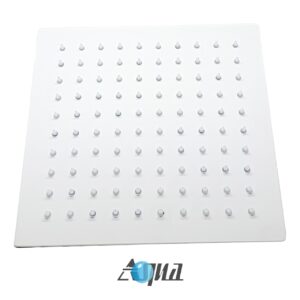 Aqua Piazza by KubeBath 8″ Super Slim Square Rain Shower Head – White Finish