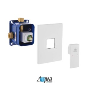 Aqua Piazza by KubeBath 1-Way Rough-In Valve W/ Cover Plate and Handle – White