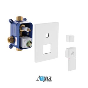 Aqua Piazza by KubeBath 2-Way Rough-In Valve W/ Cover Plate, Handle and Diverter – White