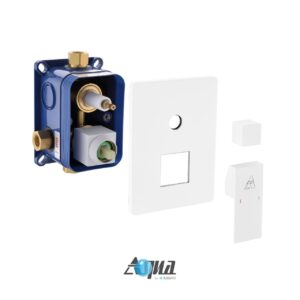 Aqua Piazza by KubeBath 3-Way Rough-In Valve W/ Cover Plate, Handle and Diverter – White