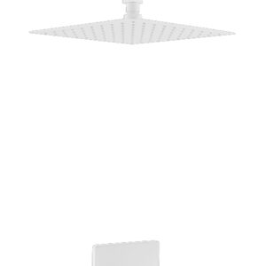 Aqua Piazza White Shower Set w/ 8″ Ceiling Mount Square Rain Shower