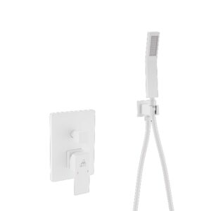 Aqua Piazza Gold Shower Set w/ 8″ Ceiling Mount Square Rain Shower and Handheld