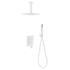 Aqua Piazza Gold Shower Set w/ 8″ Ceiling Mount Square Rain Shower and Handheld