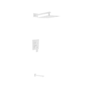 Aqua Piazza White Shower Set w/ 12″ Square Rain Shower Head