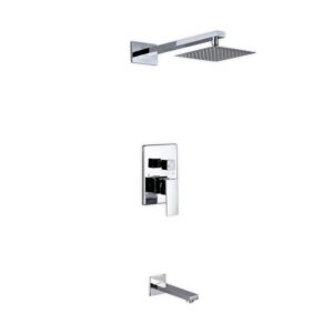 Aqua Piazza Shower Set w/ 8″ Square Rain Shower and Tub Filler