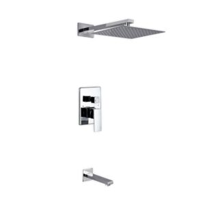 Aqua Piazza Shower Set w/ 12″ Square Rain Shower and Tub Filler